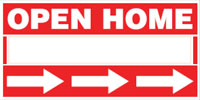 Real estate signs including real estate open home signs